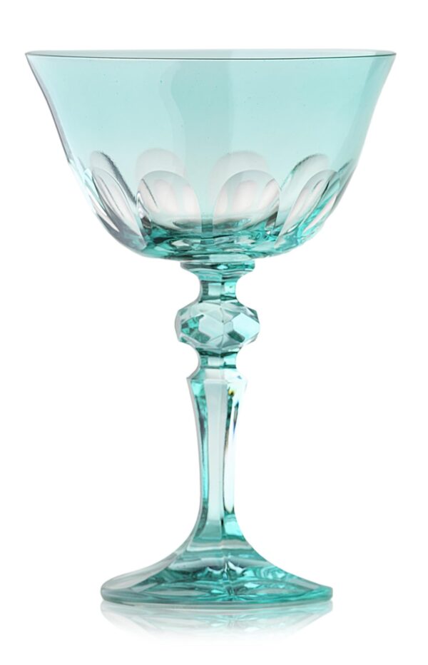 Handcrafted Rialto Coupe in mint, inspired by the iconic arches of Venice. Artisan-crafted in Turkey, each glass is a unique masterpiece – a celebration of craftsmanship and the Pennino family legacy.